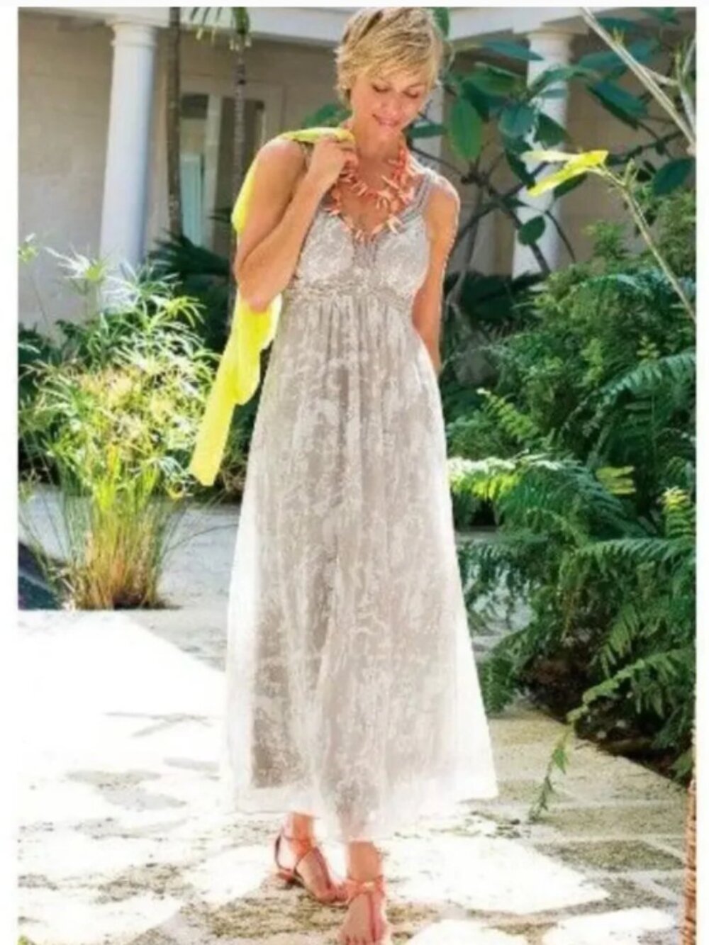 Soft Surroundings Summer Breeze‎ flowy boho empire waist maxi dress S